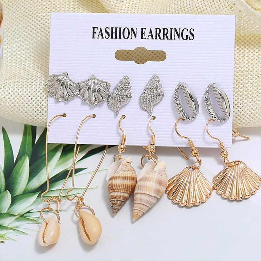 Idealways Beach Style Fashion Earrings, 6 pairs of earrings